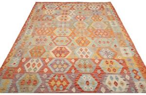 Tappeto Kilim Geometrico Rosso Azzurro 200x300 Cm