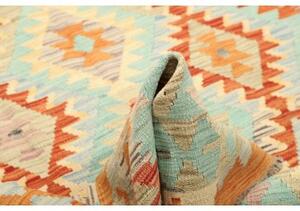 Tappeto Kilim Geometrico Celeste Arancione 147x195 Cm