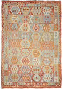 Tappeto Kilim Geometrico Rosso Azzurro 200x300 Cm