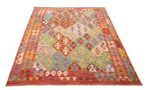 Tappeto Kilim Stilizzato Ruggine Multicolore 150x193 Cm
