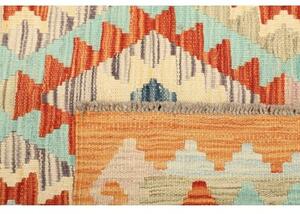 Tappeto Kilim Geometrico Celeste Arancione 147x195 Cm
