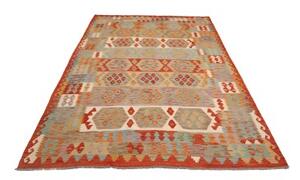 Tappeto Kilim Geometrico Terracotta Beige 199x294 Cm