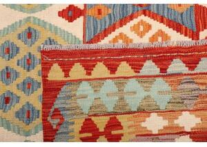 Tappeto Kilim Geometrico Rosso Azzurro 177x238 Cm