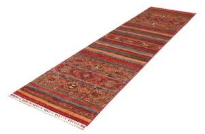 Tappeto Samarkand Geometrico Rosso Mattone Blu Petrolio Corsia 82x292 Cm