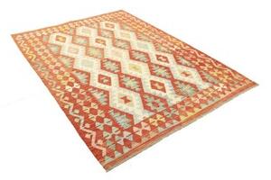 Tappeto Kilim Geometrico Arancione Avorio 152x198 Cm