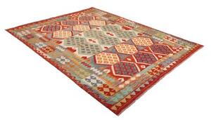 Tappeto Kilim Geometrico Rosso Azzurro 177x238 Cm