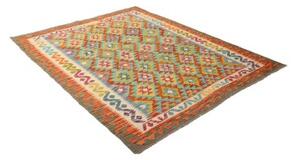 Tappeto Kilim Geometrico Turchese Arancione 156x198 Cm