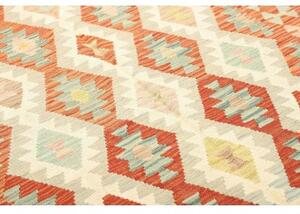 Tappeto Kilim Geometrico Arancione Avorio 152x198 Cm