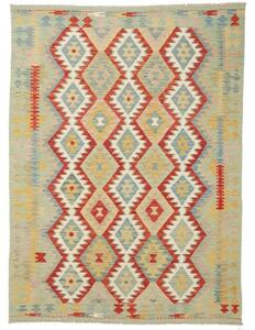 Tappeto Kilim Geometrico Verde Salvia Rosso 149x201 Cm
