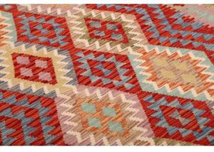 Tappeto Kilim Geometrico Rosso Blu 170x241 Cm