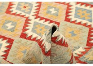 Tappeto Kilim Geometrico Verde Salvia Rosso 149x201 Cm