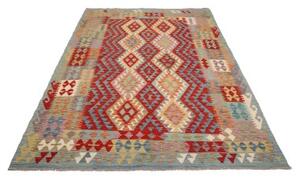 Tappeto Kilim Geometrico Rosso Blu 170x241 Cm
