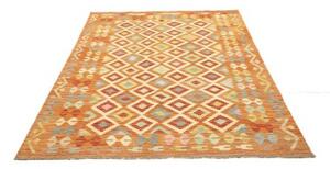 Tappeto Kilim Geometrico Arancione Avorio 148x199 Cm