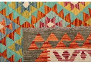 Tappeto Kilim Geometrico Turchese Arancione 156x198 Cm