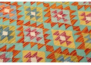 Tappeto Kilim Geometrico Turchese Arancione 156x198 Cm