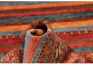 Tappeto Samarkand Geometrico Rosso Mattone Blu Petrolio Corsia 82x292 Cm