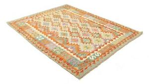 Tappeto Kilim Geometrico Arancione Beige 157x196 Cm