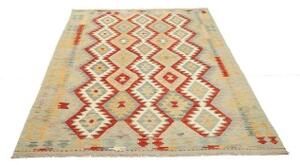 Tappeto Kilim Geometrico Verde Salvia Rosso 149x201 Cm