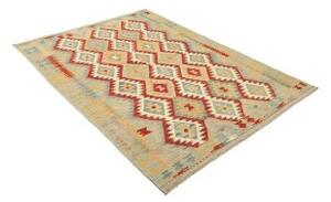 Tappeto Kilim Geometrico Verde Salvia Rosso 149x201 Cm