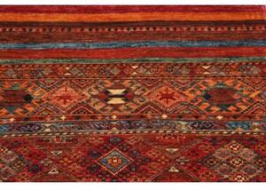 Tappeto Samarkand Geometrico Rosso Mattone Blu Petrolio Corsia 82x292 Cm
