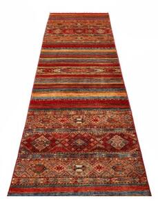 Tappeto Samarkand Geometrico Rosso Blu Corsia 83x293 Cm