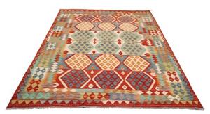 Tappeto Kilim Geometrico Rosso Azzurro 177x238 Cm