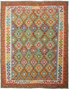 Tappeto Kilim Geometrico Turchese Arancione 156x198 Cm