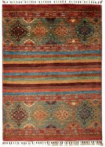 Tappeto Samarkand Geometrico Rosso Mattone Verde Petrolio 84x116 Cm