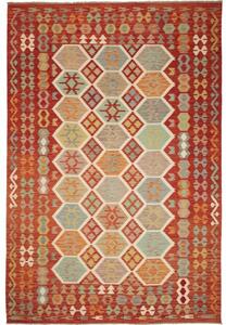 Tappeto Kilim Geometrico Rosso Mattone Multicolore 201x297 Cm