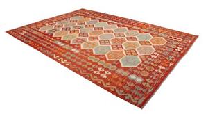 Tappeto Kilim Geometrico Rosso Mattone Multicolore 201x297 Cm