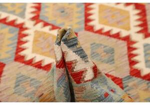 Tappeto Kilim Geometrico Grigio Rosso 150x201 Cm