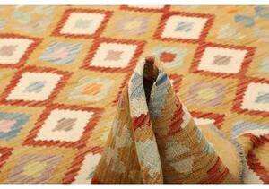 Tappeto Kilim Geometrico Giallo Senape Rosso Mattone 150x199 Cm
