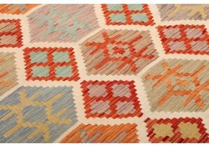 Tappeto Kilim Geometrico Rosso Mattone Multicolore 201x297 Cm