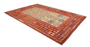 Tappeto Kilim Stilizzato Rosso Mattone Beige 197x304 Cm