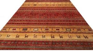 Tappeto Gabbeh Nova Geometrico Rosso Ruggine Ocra 275x360 Cm