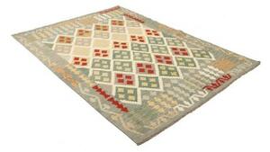Tappeto Kilim Geometrico Grigio Rosso 150x200 Cm