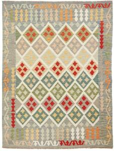 Tappeto Kilim Geometrico Grigio Rosso 150x200 Cm
