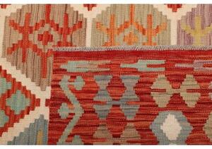 Tappeto Kilim Geometrico Rosso Mattone Multicolore 201x297 Cm