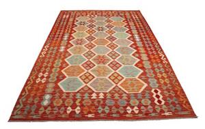 Tappeto Kilim Geometrico Rosso Mattone Multicolore 201x297 Cm
