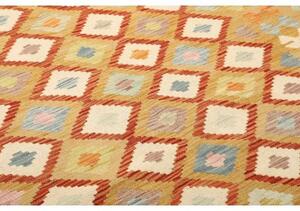 Tappeto Kilim Geometrico Giallo Senape Rosso Mattone 150x199 Cm