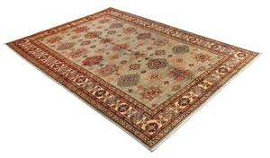 Tappeto Kazak Fine Stilizzato Verde Salvia Rosso Mattone 172x240 Cm