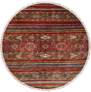 Tappeto Samarkand Geometrico Rosso Marrone Rotondo 193x193 Cm