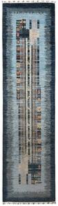 Tappeto Gabbeh Nova Figurativo Blu Scuro Azzurro Corsia 75x296 Cm