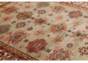 Tappeto Kazak Fine Stilizzato Verde Salvia Rosso Mattone 172x240 Cm
