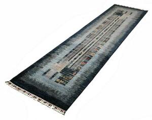 Tappeto Gabbeh Nova Figurativo Blu Scuro Azzurro Corsia 75x296 Cm