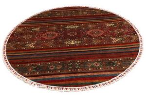 Tappeto Samarkand Geometrico Rosso Marrone Rotondo 193x193 Cm