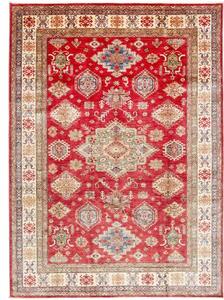 Tappeto Kazak Fine Geometrico Rosso Avorio 209x290 Cm
