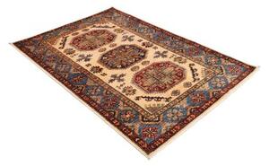 Tappeto Kazak Fine Geometrico Avorio Blu 125x187 Cm