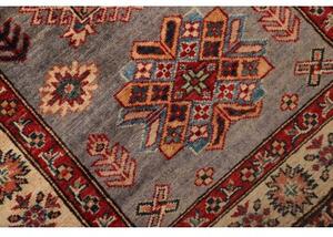 Tappeto Kazak Fine Geometrico Grigio Rosso Corsia 82x313 Cm