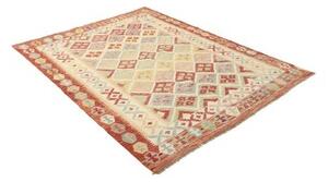 Tappeto Kilim Geometrico Rosso Beige 157x195 Cm